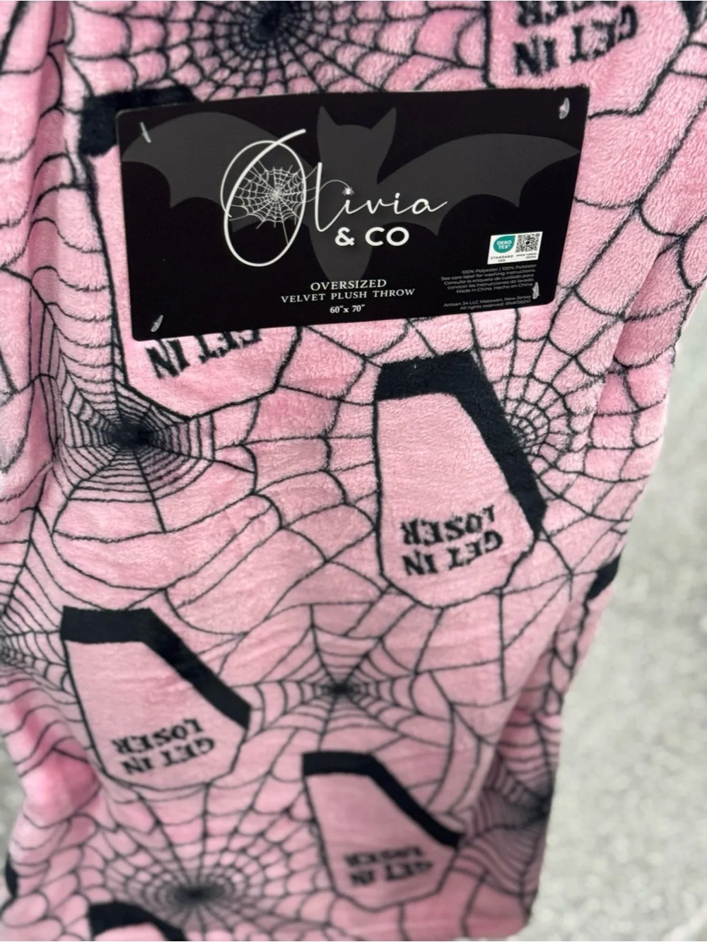 Pink Spiderweb Plush Throw Blanket